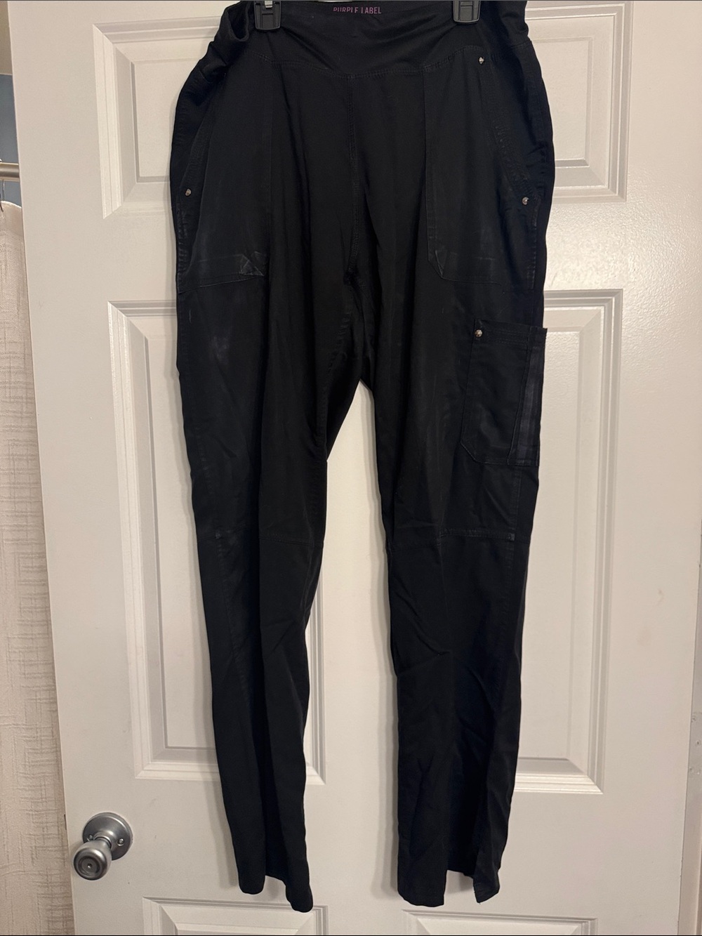 healing hands Black Cargo Scrub Pants with Utility Pockets
